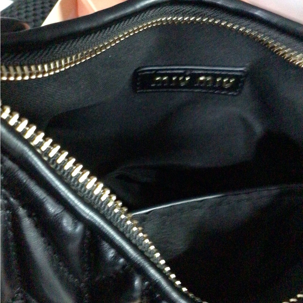Miu Miu Black Matelassé Leather Hobo Bag with Crossbody Strap - Picture 6 of 8